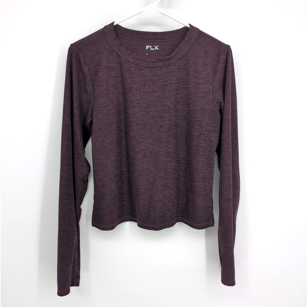 FLX Long Sleeve Top Purple Travel Leisure Performance Activewear Womens Large